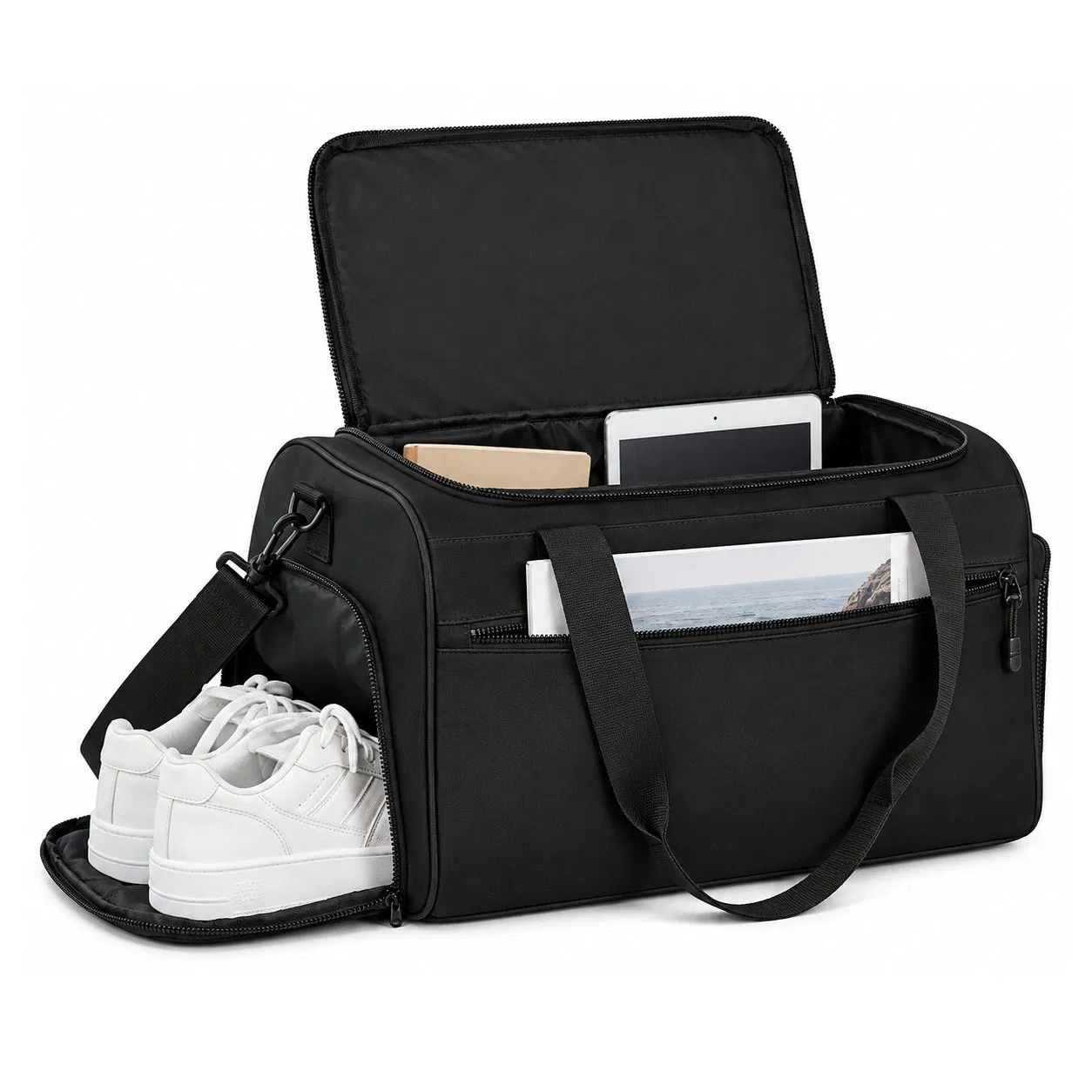 Large Capacity Travel Gym Duffle Tote Bag with Shoe Compartment and Adjustable Straps