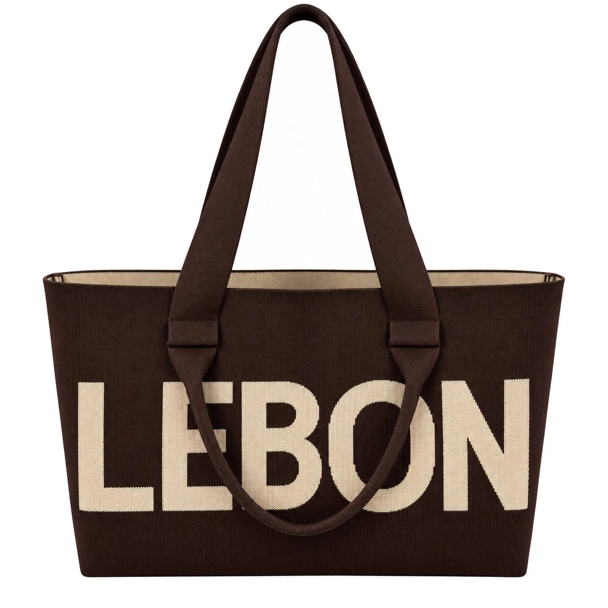 Custom Logo Knitted Jacquard Tote Bag with Zipper and Polyester Lining