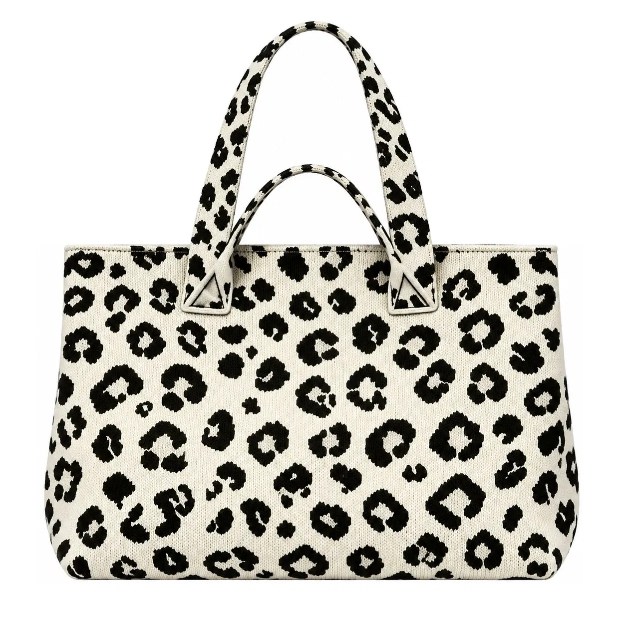 Custom Logo Knitted Jacquard Tote Bag with Zipper and Polyester Lining