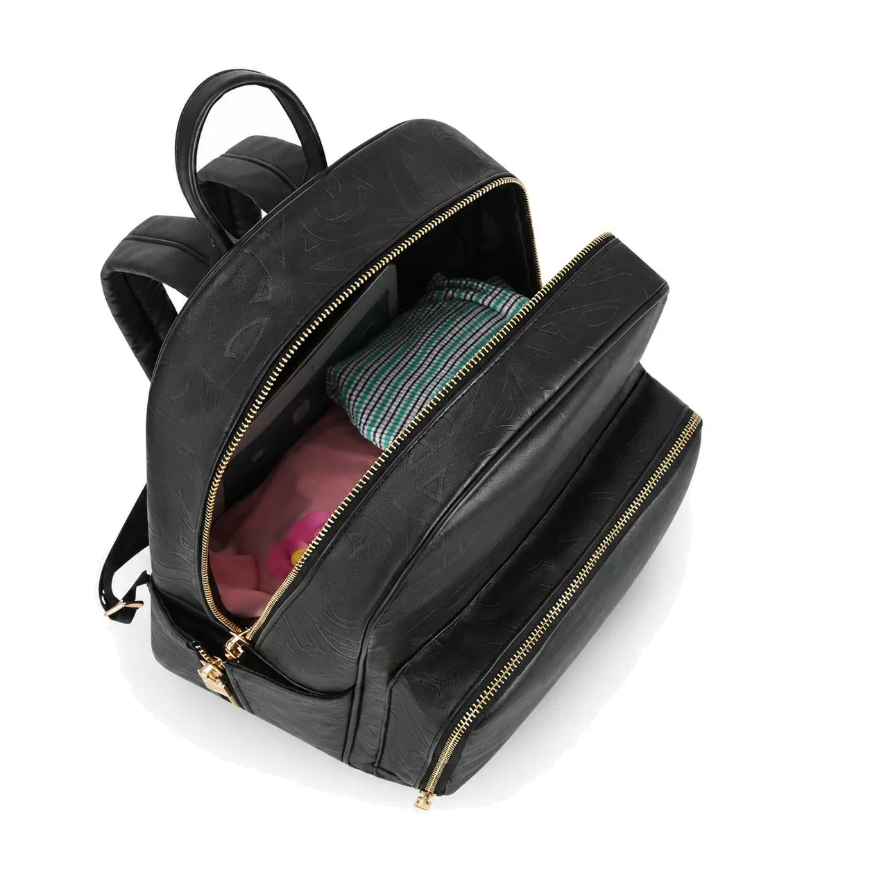 Custom Multi Pocket PU Diaper Backpack with Adjustable Straps for Travel