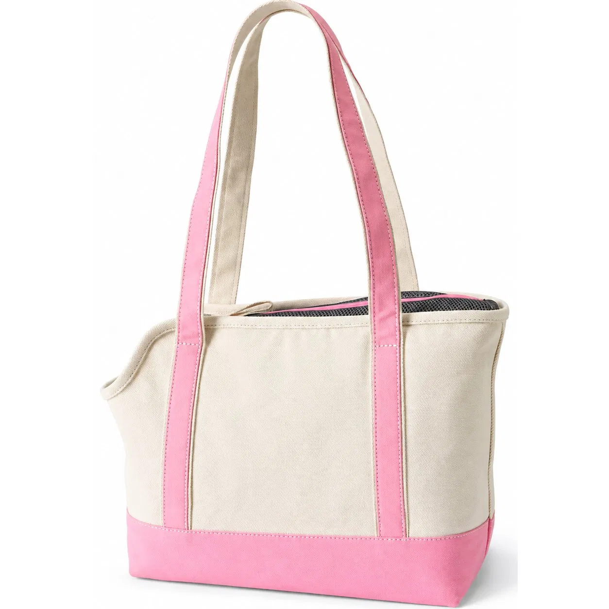 Custom Canvas Pet Tote Carrier with Adjustable Straps and Breathable Design