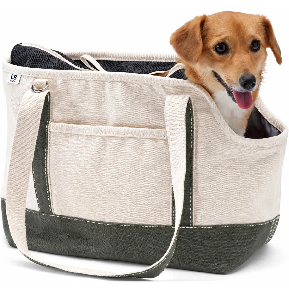 Custom Canvas Pet Tote Carrier with Adjustable Straps and Breathable Design