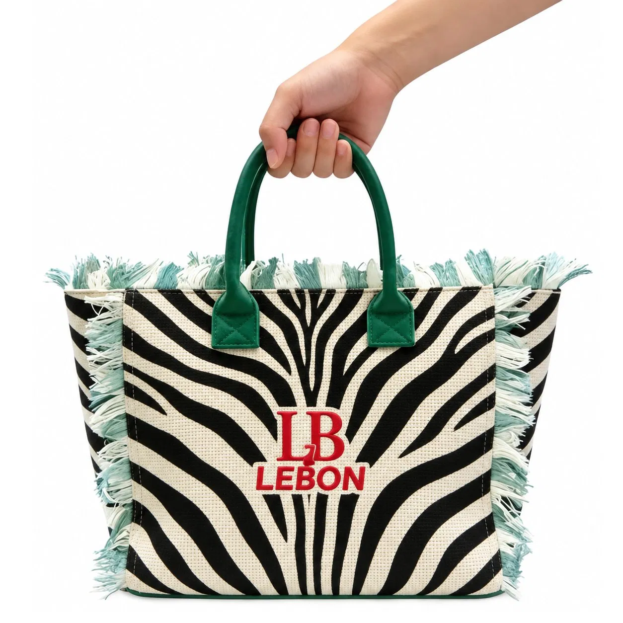 Custom Vintage Leopard Canvas Tote Bag Fringed Waterproof Casual Shoulder Shopping Bag