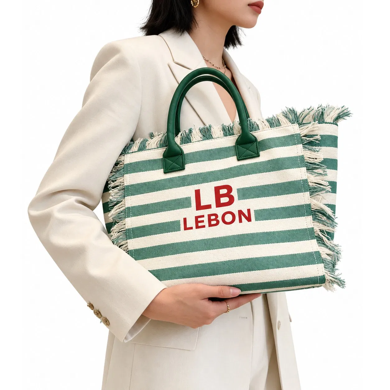 Custom Vintage Leopard Canvas Tote Bag Fringed Waterproof Casual Shoulder Shopping Bag