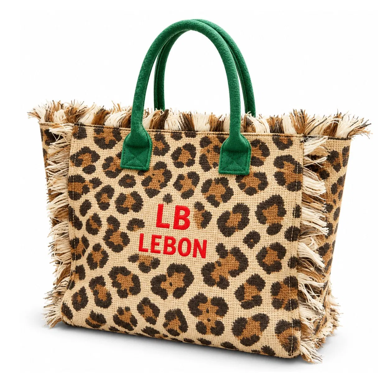 Custom Vintage Leopard Canvas Tote Bag Fringed Waterproof Casual Shoulder Shopping Bag