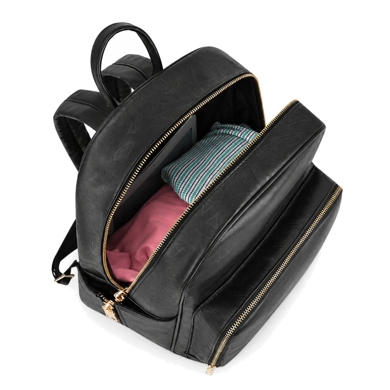 Custom PU Leather Diaper Backpack Waterproof Multi Pocket Baby Mommy Nappy Bag