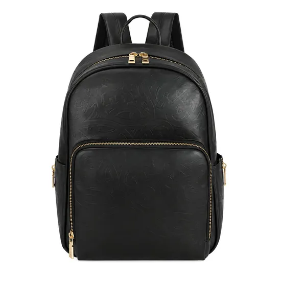 Custom PU Leather Diaper Backpack Waterproof Multi Pocket Baby Mommy Nappy Bag