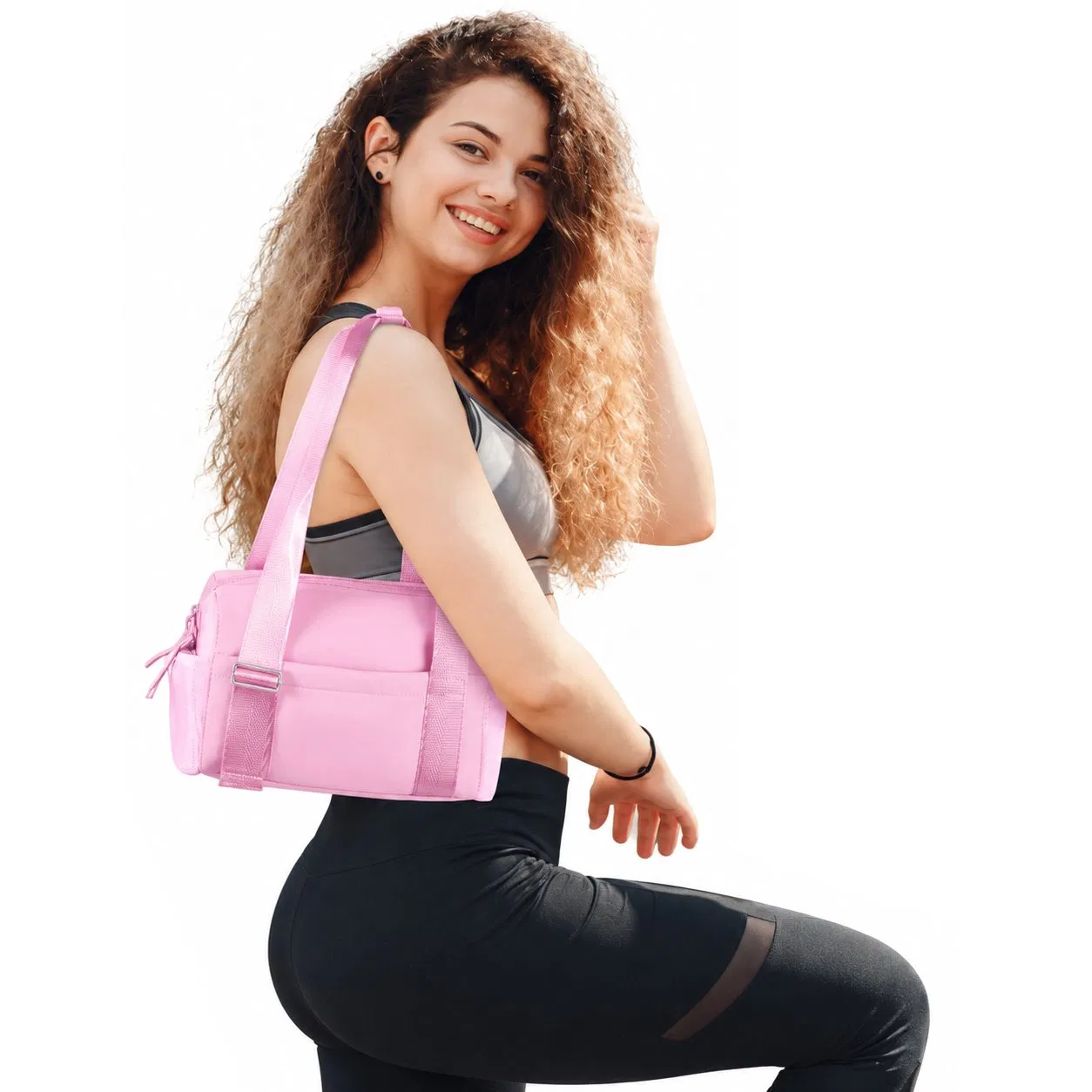 Lightweight Women Gym Tote Duffle Bag with Wet Compartment and Adjustable Strap