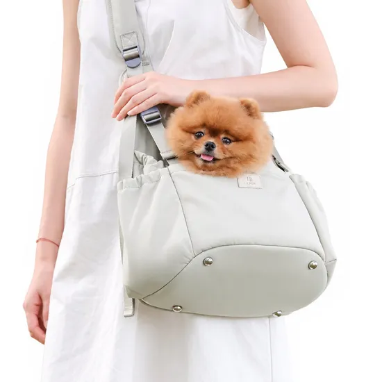 Lightweight Nylon Pet Crossbody Carrier Bag with Adjustable Mesh Opening and Padded Strap