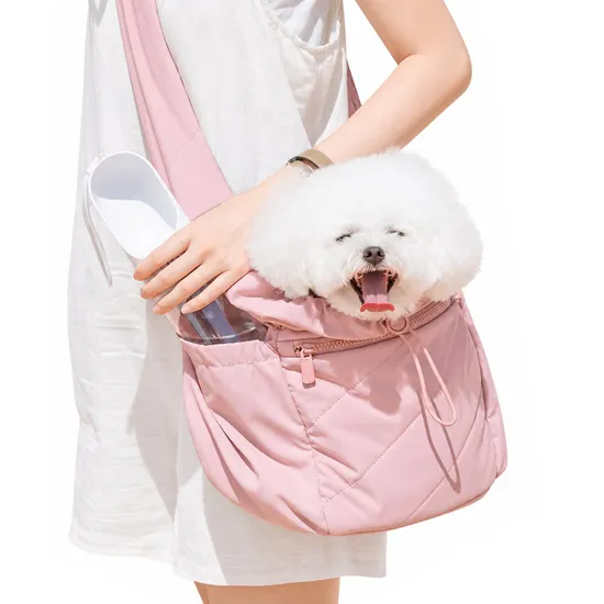 Lightweight Nylon Pet Crossbody Carrier Bag with Adjustable Mesh Opening and Padded Strap