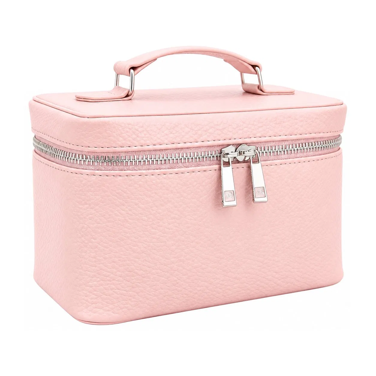 Quilted Leather Makeup Bag Portable Cosmetic Organizer with Soft Handle