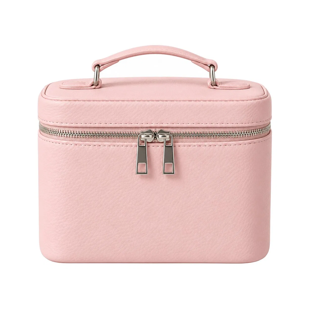 Quilted Leather Makeup Bag Portable Cosmetic Organizer with Soft Handle