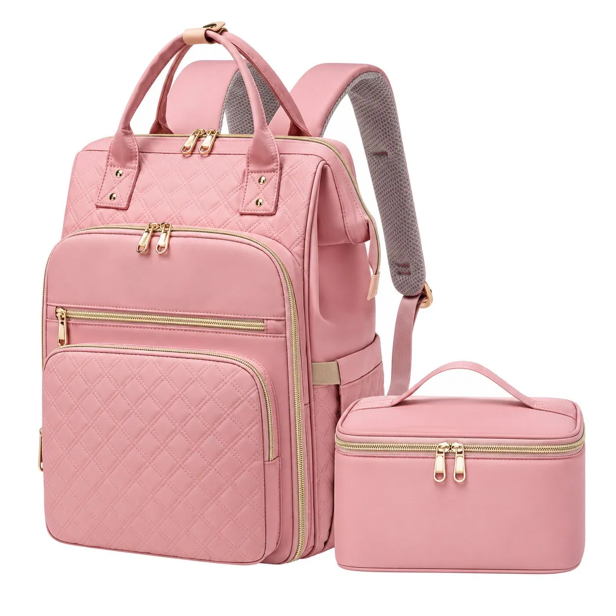 Custom Women Nylon Laptop Backpack Set with Insulated Lunch Bag