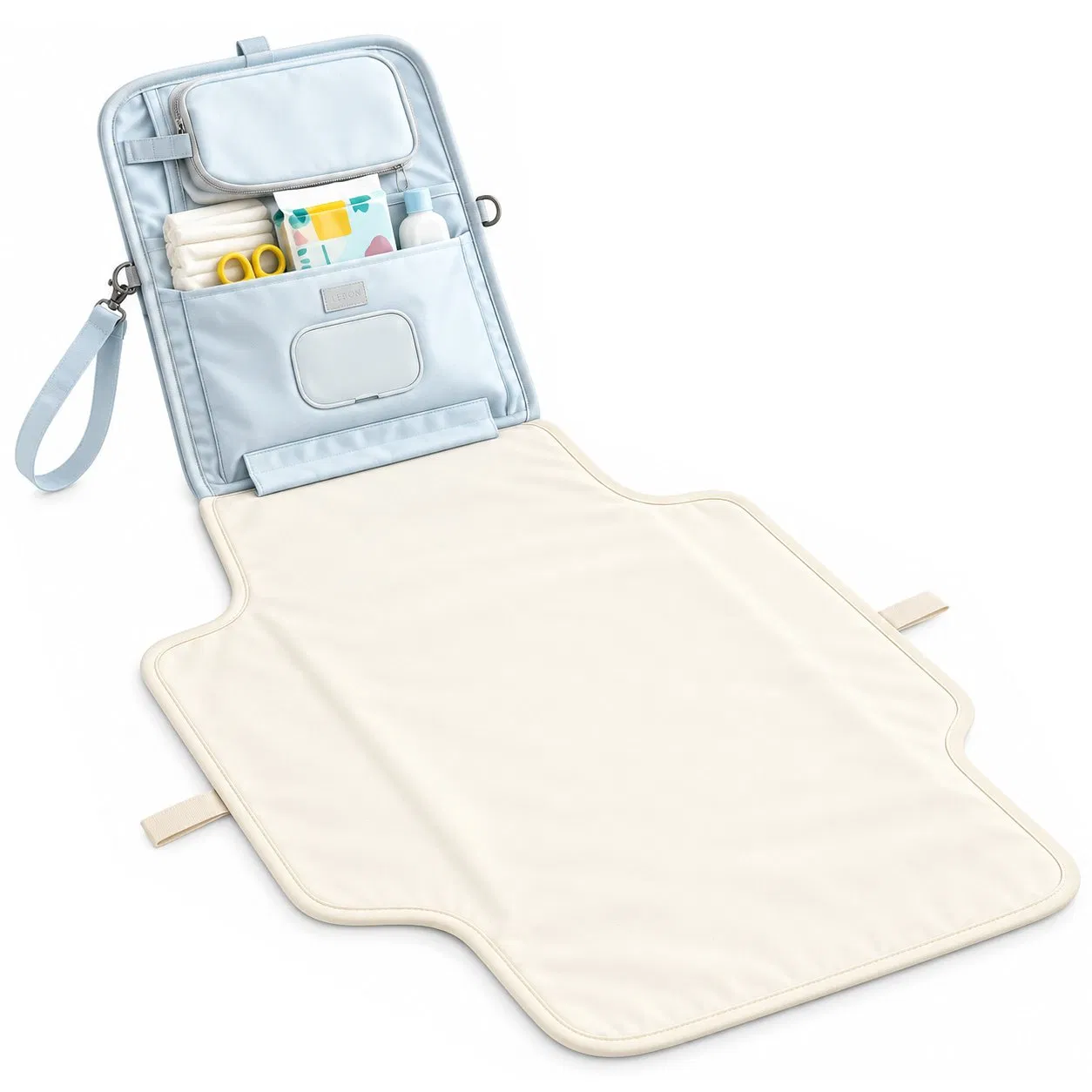 Custom Portable Waterproof Baby Changing Pad with Handle and Organizer Pockets