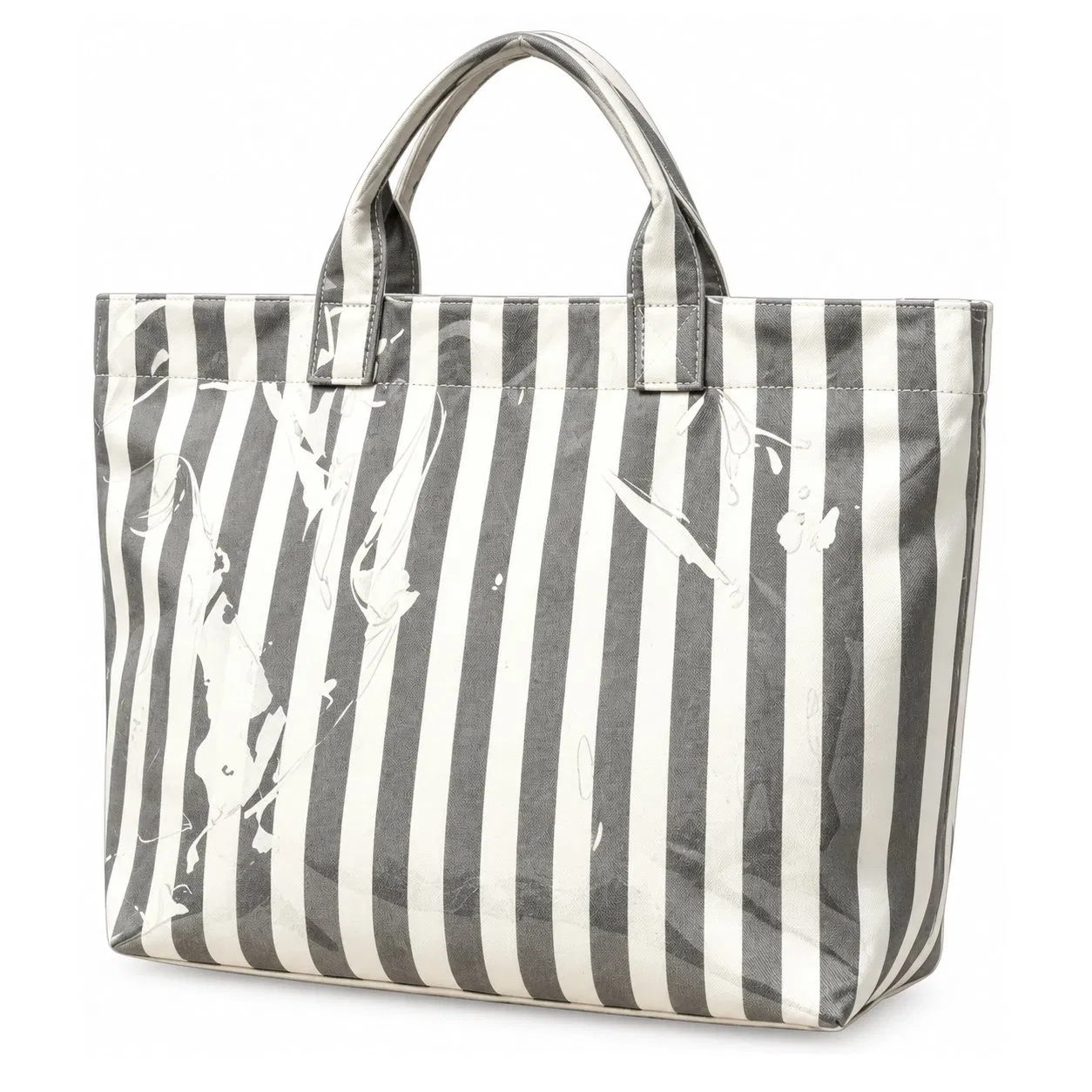 Custom Large Striped Beach Tote Bag with Zipper Closure for Women