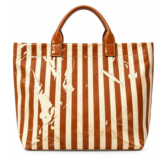 Custom Large Striped Beach Tote Bag with Zipper Closure for Women
