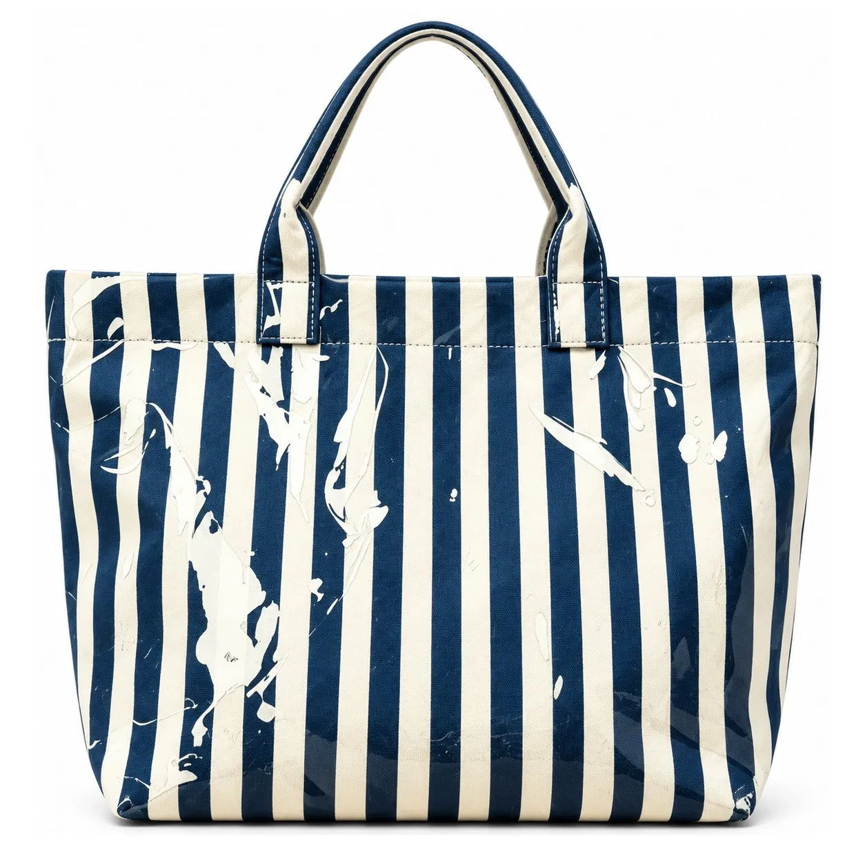 Custom Large Striped Beach Tote Bag with Zipper Closure for Women