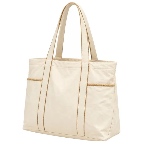 Custom Lightweight Nylon Daily Tote Bag with Pockets for Work and Travel