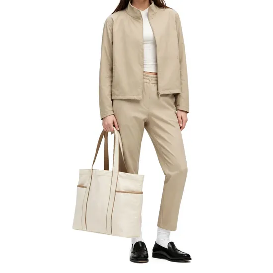 Custom Large Nylon Daily Tote Bag with Pockets for Work Travel and Shopping