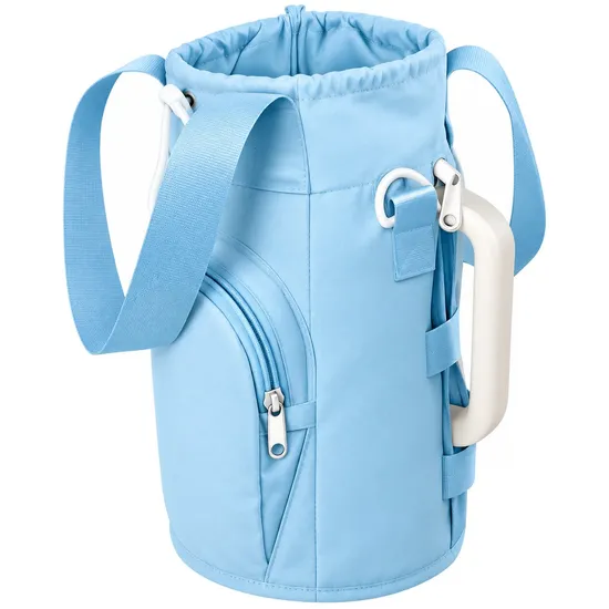 Insulated Water Bottle Carrier Bag with Phone Pocket and Adjustable Shoulder Strap for Hiking