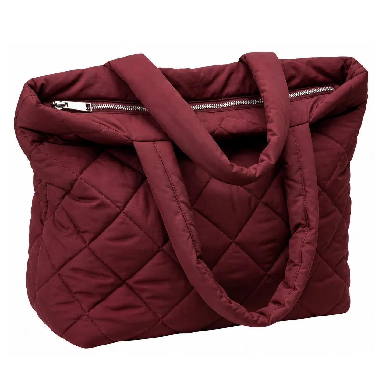 Custom Quilted Nylon Puffer Tote Bag with Multiple Compartments