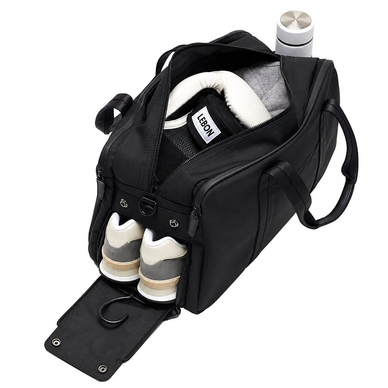 Custom Nylon Gym Duffel Travel Bag with Shoe Compartment and Adjustable Strap