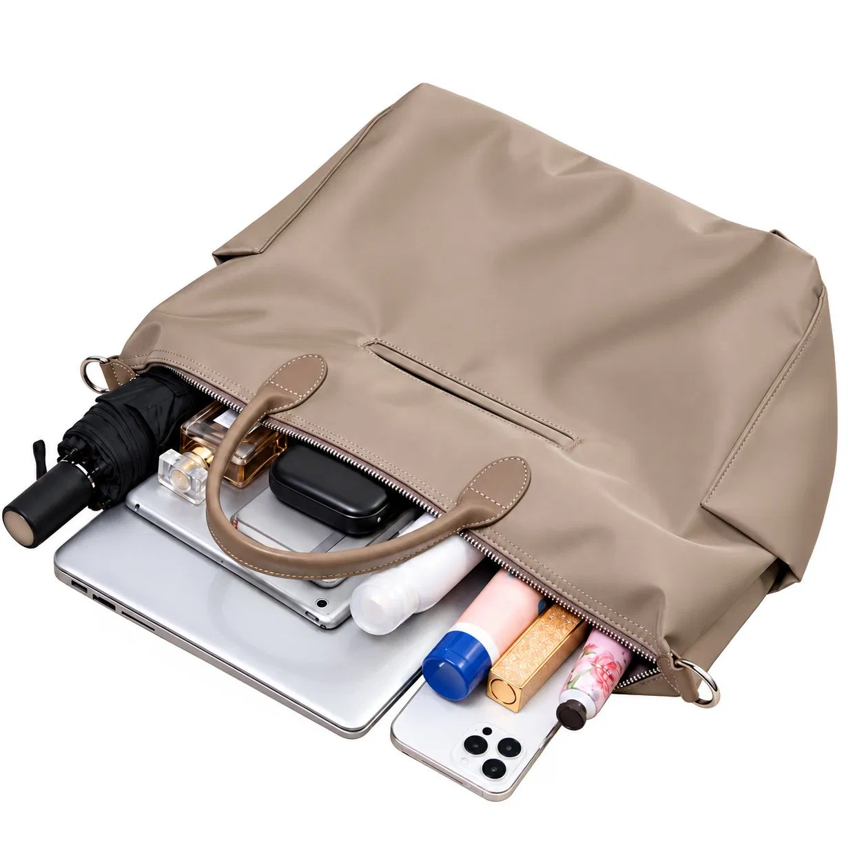 Custom Waterproof Nylon Tote Handbag with Zipper Closure for Women