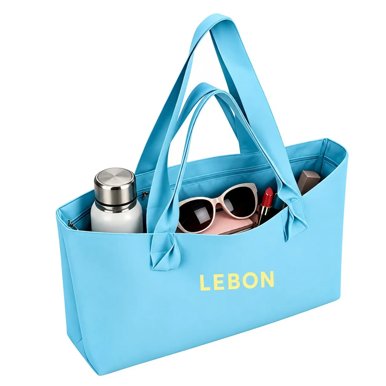 Custom Nylon Tote Bag Open Top Solid Color Embroidery Shopping Travel Handbag