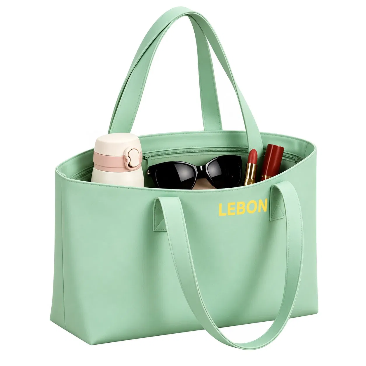 Large Nylon Open Top Shoulder Tote Bag with Canvas Lining for Work School Shopping