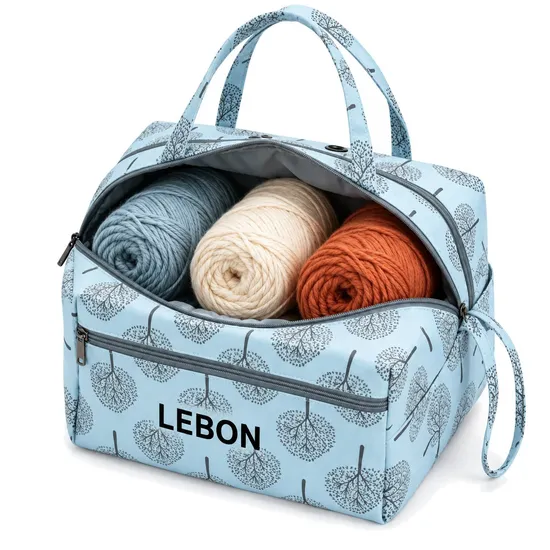 Custom Water Resistant Polyester Zipper Yarn Knitting Crochet Travel Organizer Bag