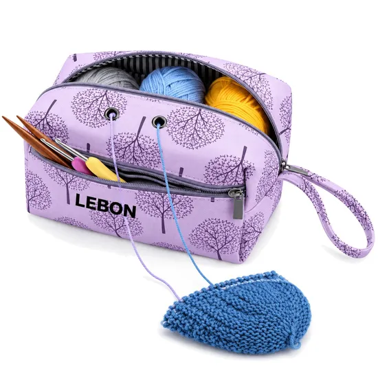 Custom Water Resistant Polyester Zipper Yarn Knitting Crochet Travel Organizer Bag