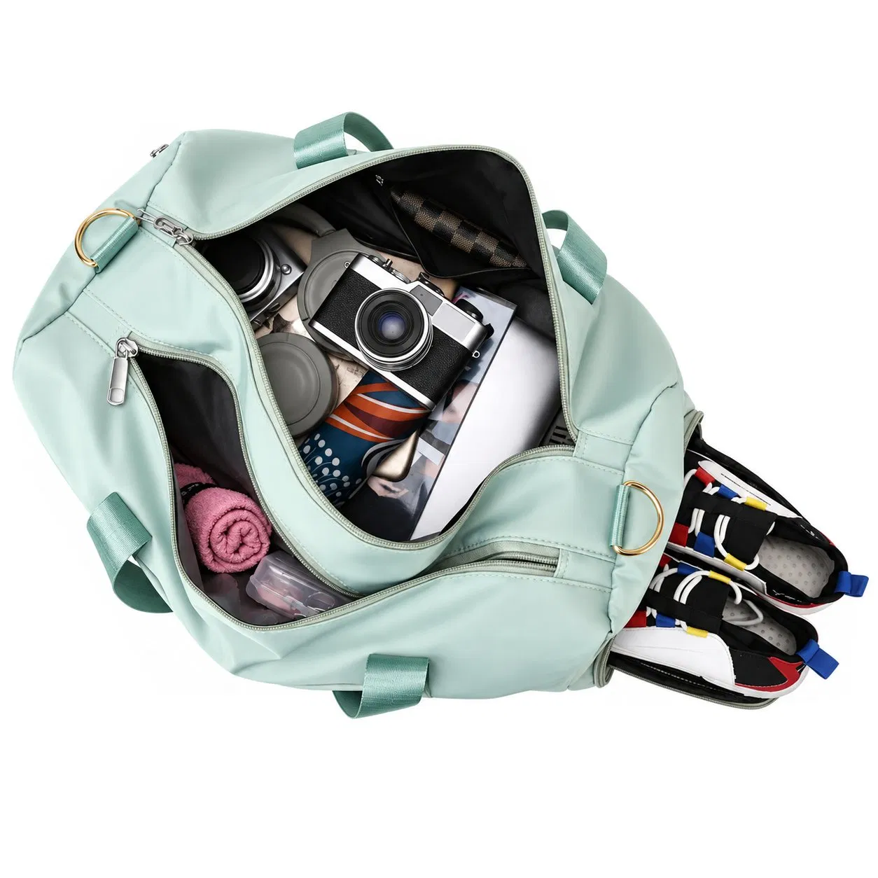Custom Logo Oxford Gym Travel Duffel Bag with Shoe and Wet Dry Compartments