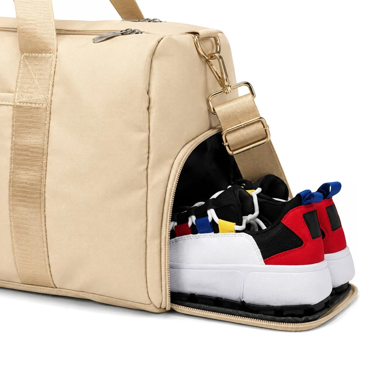 Custom Logo Water Repellent Oxford Gym Travel Duffel Bag with Wet Dry and Shoe Compartments