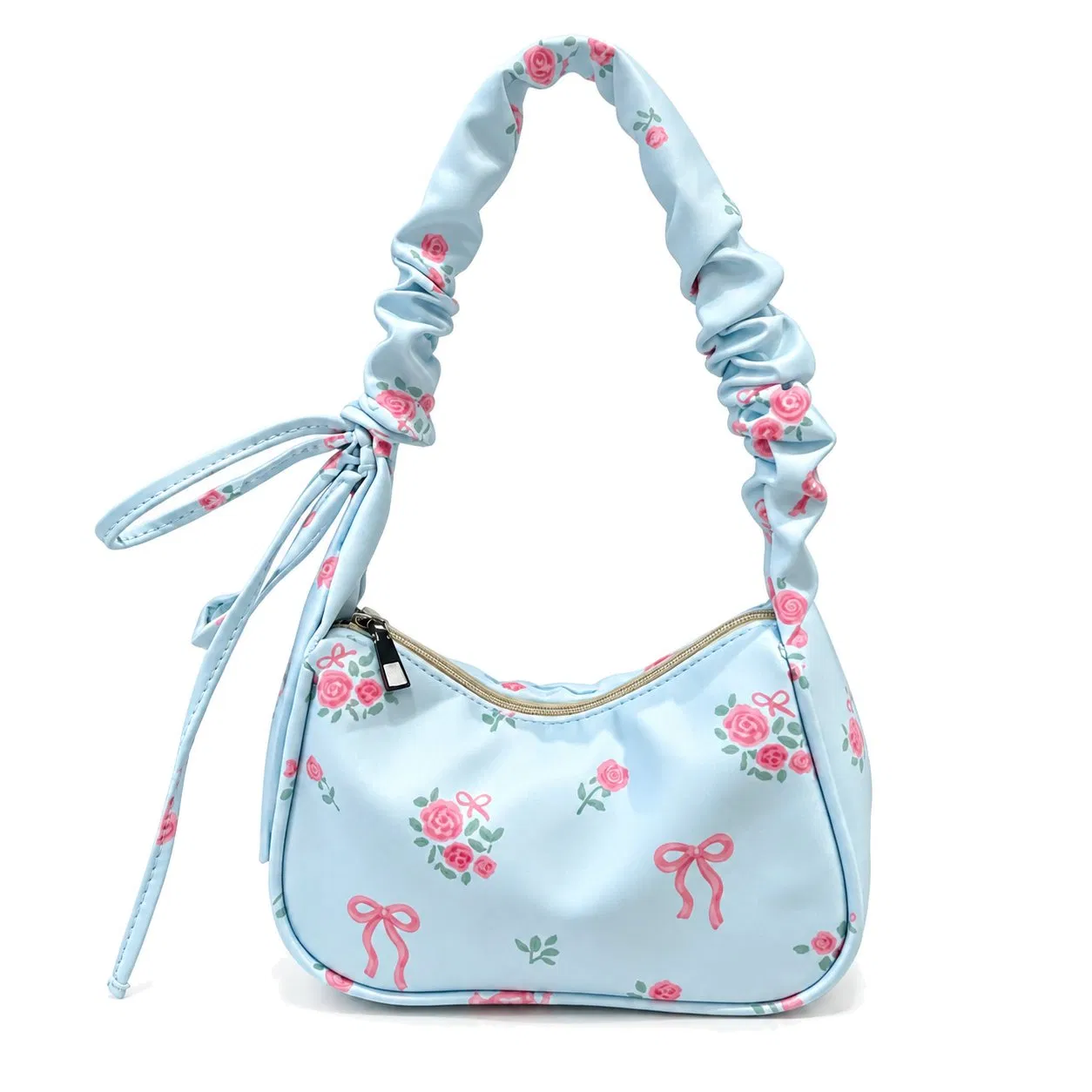 Summer Floral Printed Pearl Detail Single Strap Shoulder Handbag