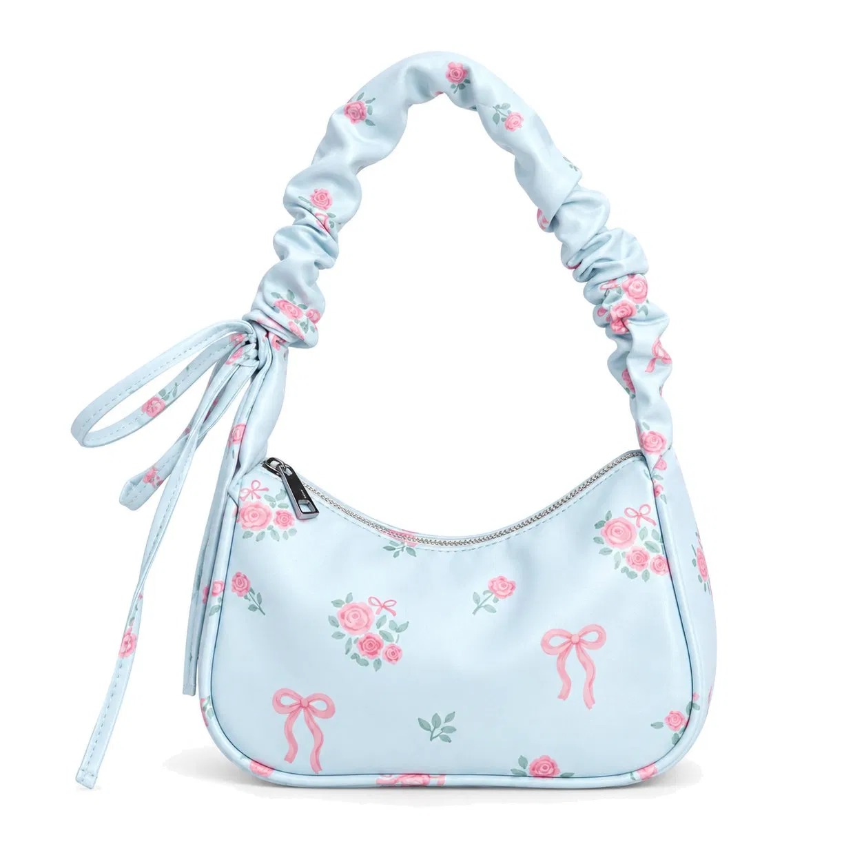 Summer Floral Printed Pearl Detail Single Strap Shoulder Handbag