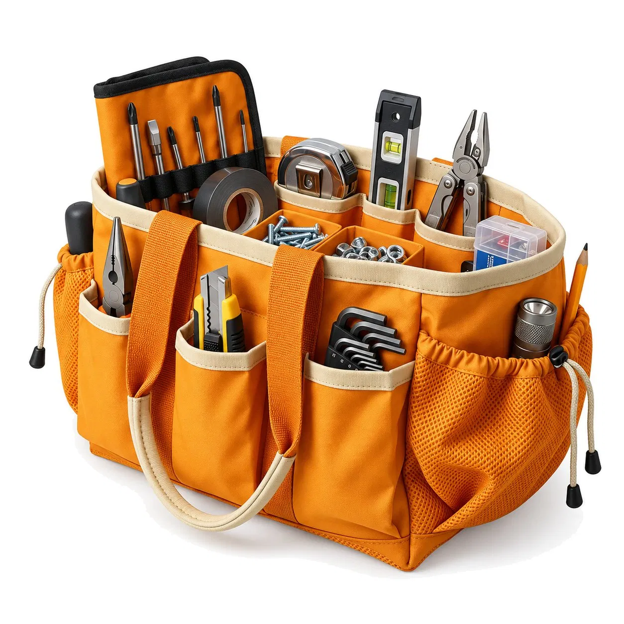 Heavy Duty Canvas Multi Pocket Wide Mouth Tool Organizer Carry Bag