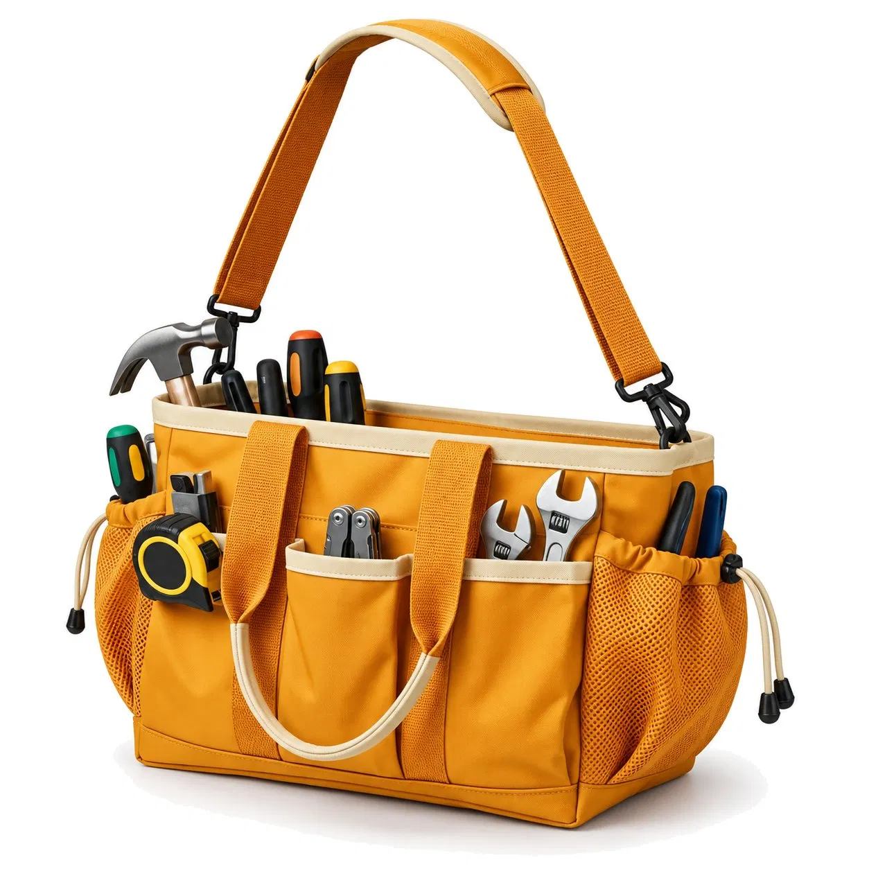 Heavy Duty Canvas Multi Pocket Wide Mouth Tool Organizer Carry Bag