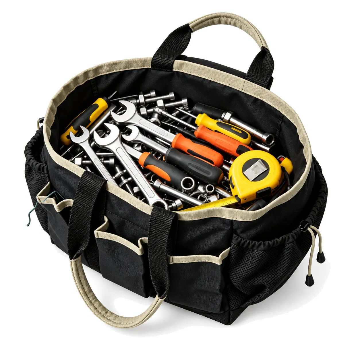 Heavy Duty Canvas Multi Pocket Wide Mouth Tool Organizer Carry Bag