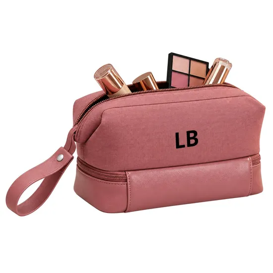 Custom Soft Canvas Waterproof Makeup Bag with Zipper for Travel Cosmetic Storage