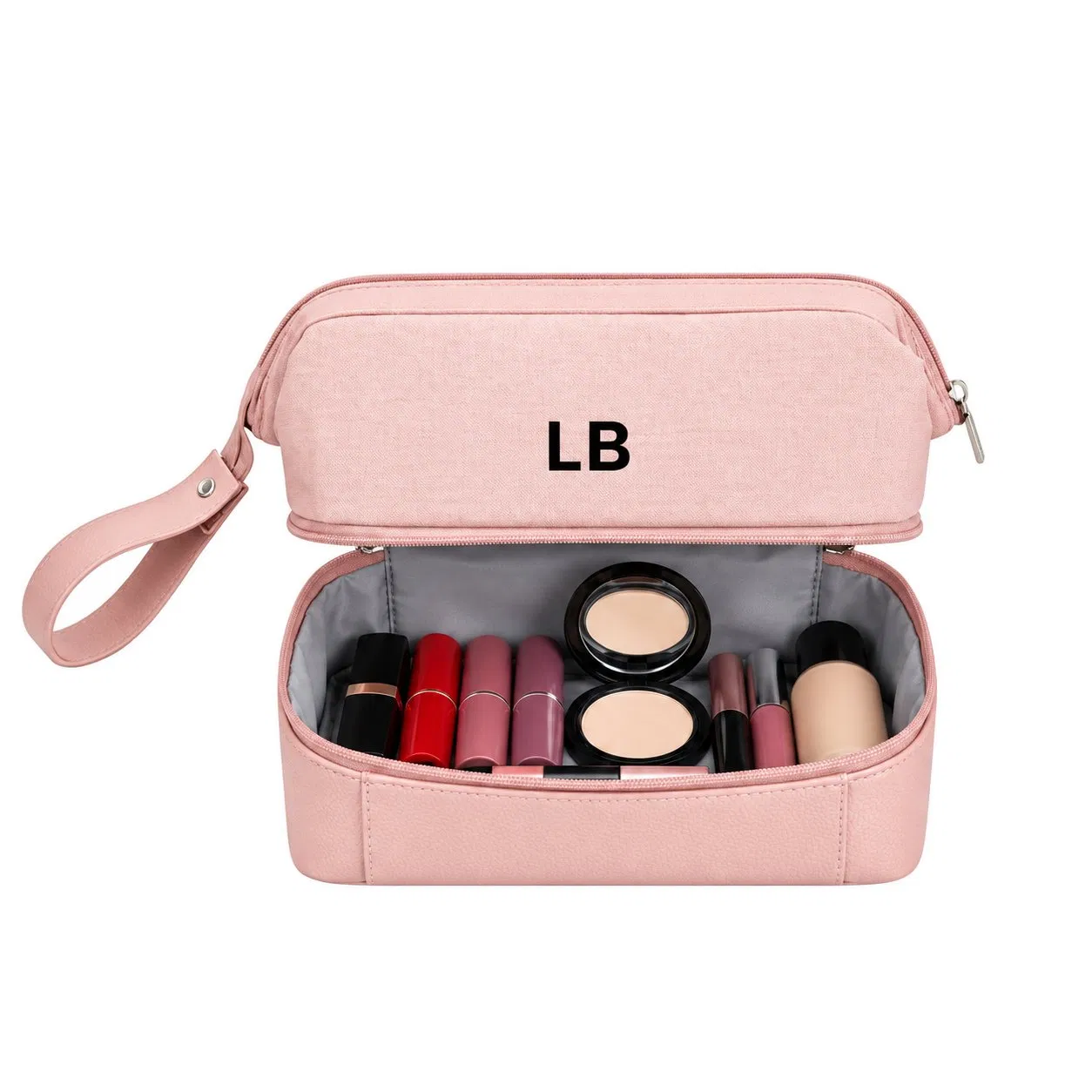 Custom Soft Canvas Waterproof Makeup Bag with Zipper for Travel Cosmetic Storage