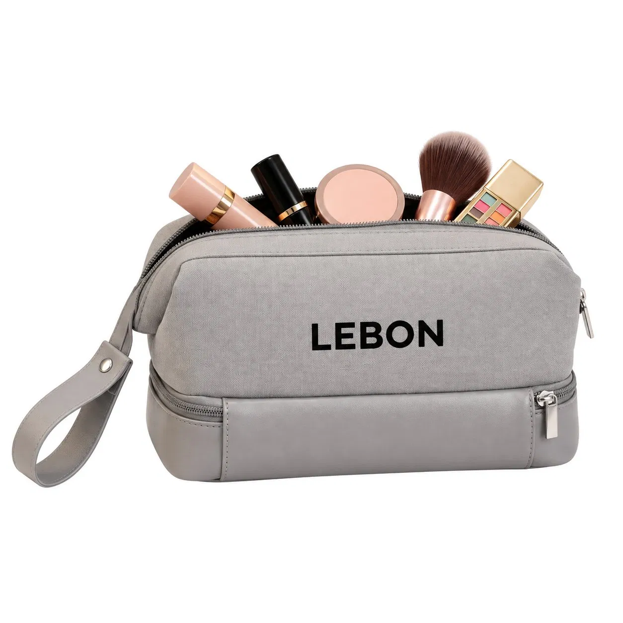Custom Canvas Waterproof Artist Makeup Bag with Zipper and Cosmetic Organizer Storage