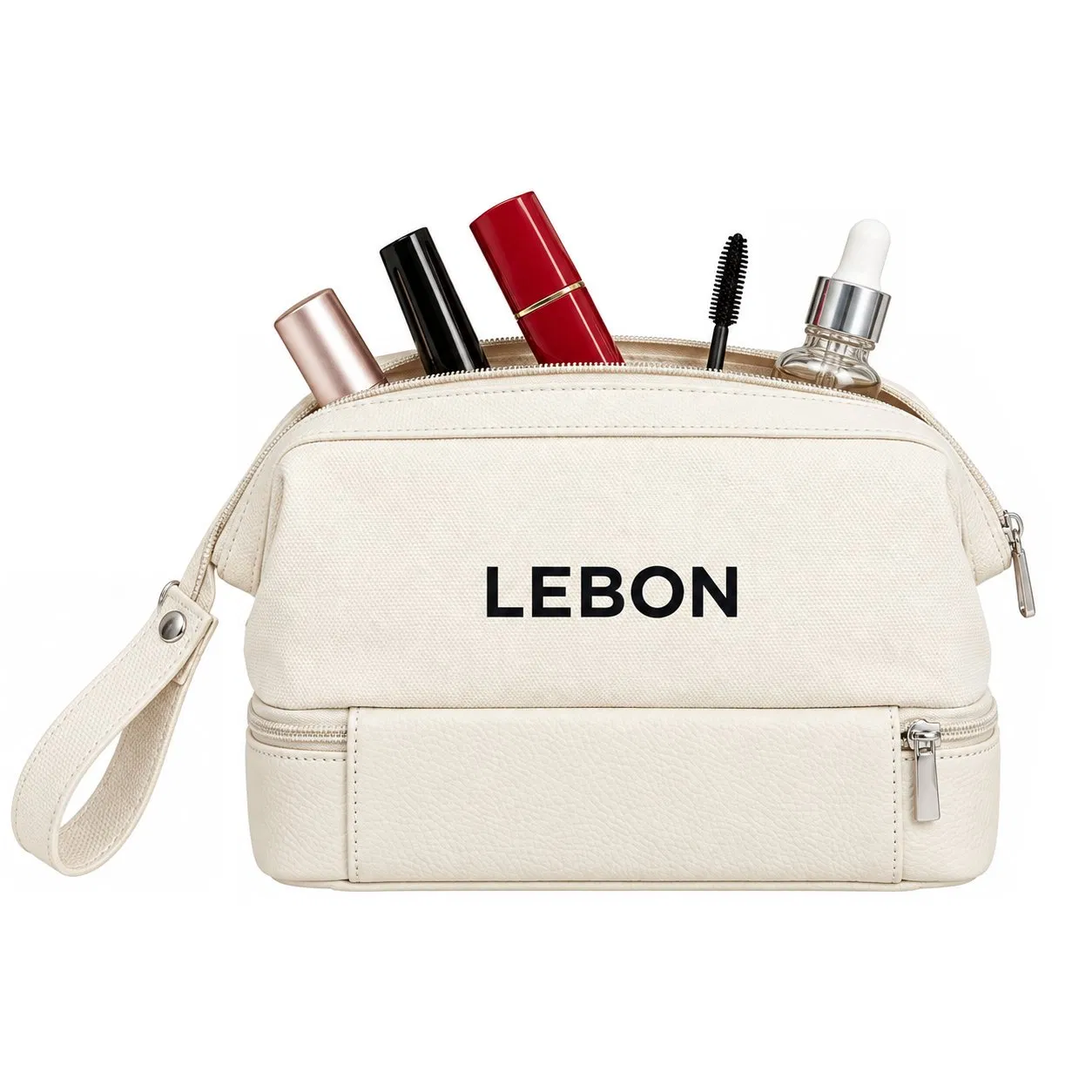 Custom Canvas Waterproof Artist Makeup Bag with Zipper and Cosmetic Organizer Storage