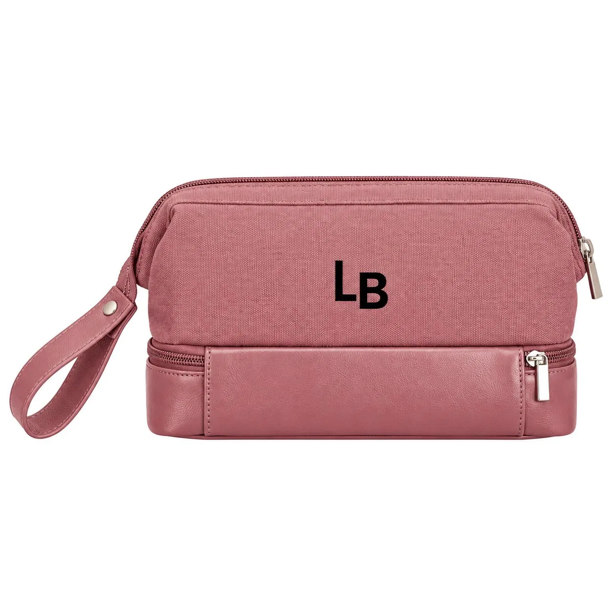 Custom Canvas Zipper Makeup Organizer Bag with Multiple Compartments for Travel