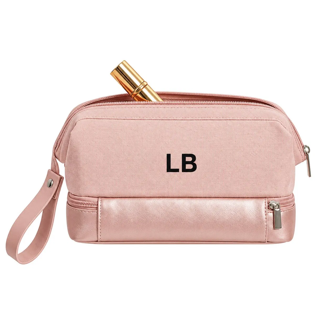 Custom Canvas Zipper Makeup Organizer Bag with Multiple Compartments for Travel