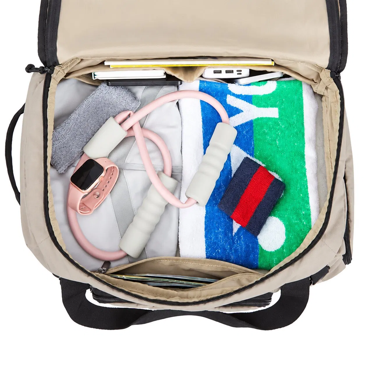 Convertible Nylon Gym Travel Duffle Bag with Shoe Compartment and Laptop Pocket