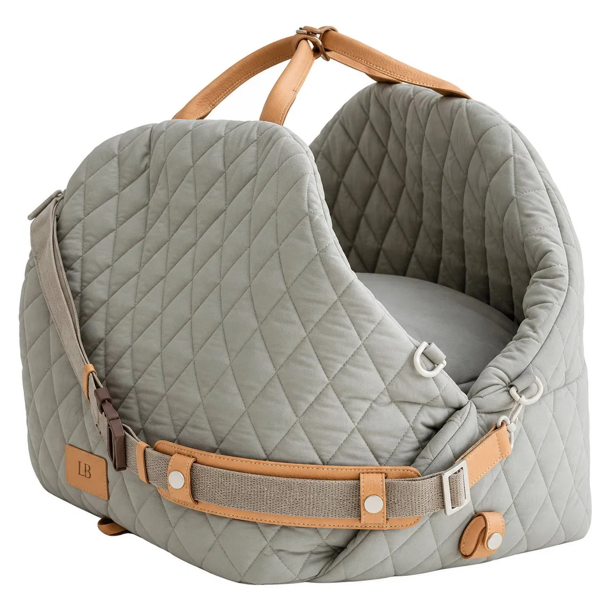 Portable Quilted Nylon Pet Carrier and Car Seat Bed with Breathable Mesh