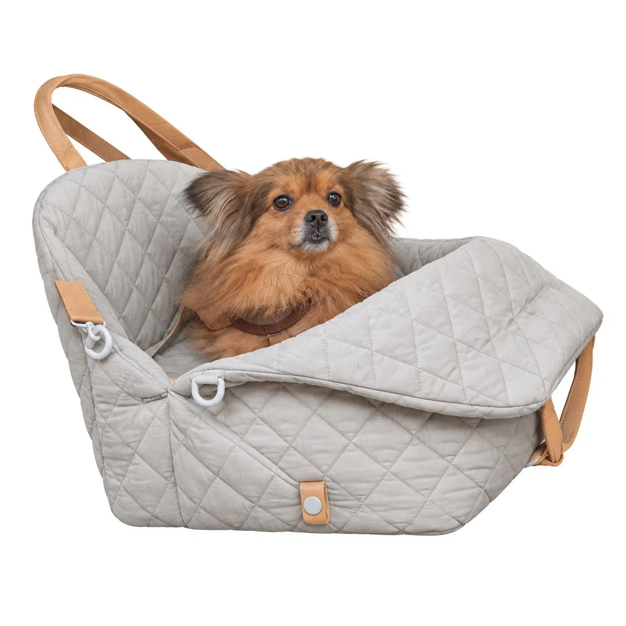 Portable Quilted Nylon Pet Carrier and Car Seat Bed with Breathable Mesh