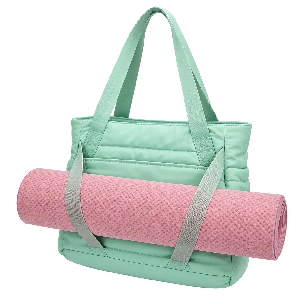 Custom Water Resistant Yoga Mat Tote with Multiple Pockets and Shoulder Straps