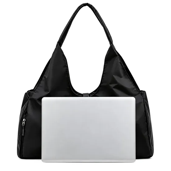 Foldable Nylon Travel Duffel Bag with Wet Dry Pocket and Shoe Compartment