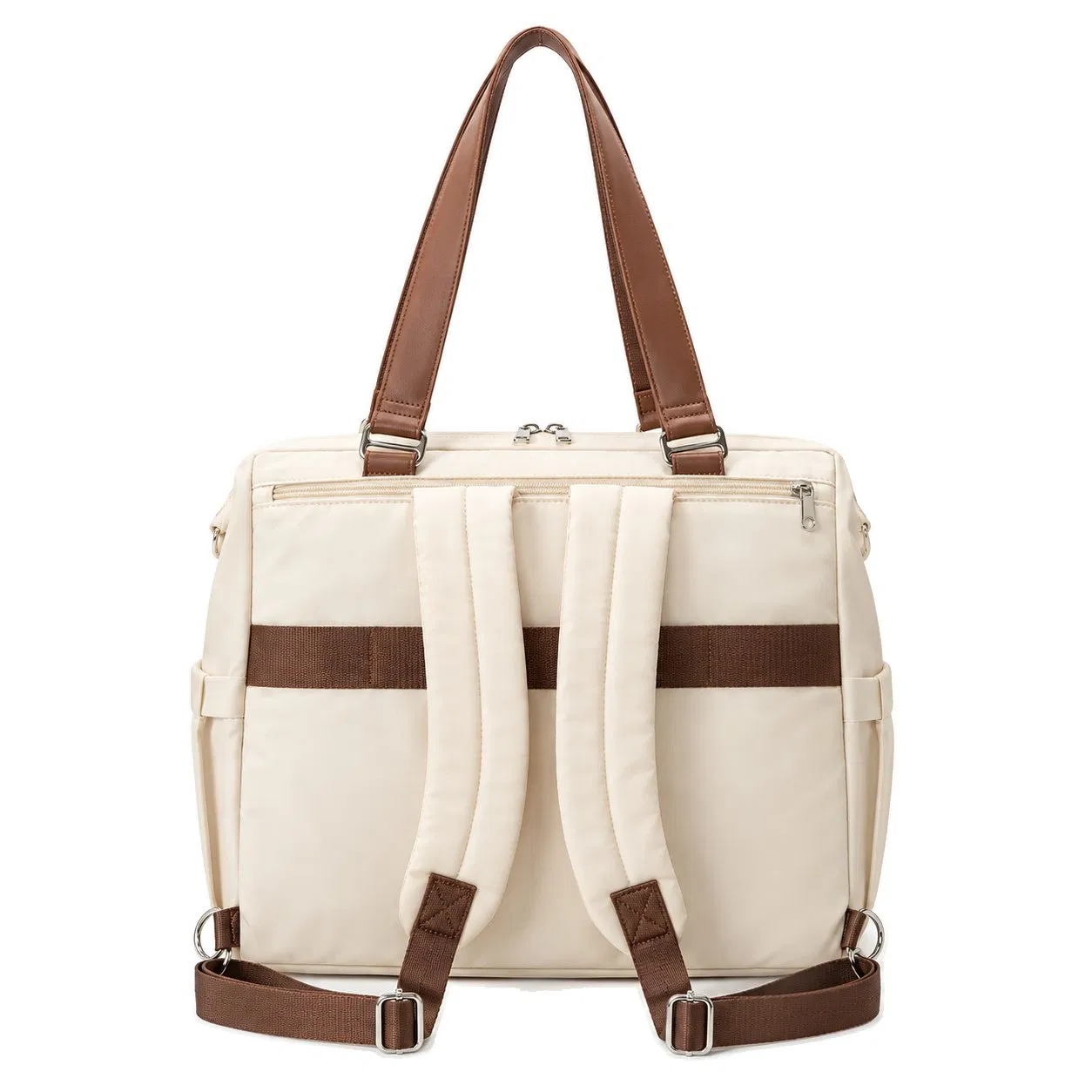 Convertible Nylon Diaper Backpack Tote with Shoe Compartment and Bottle Pocket